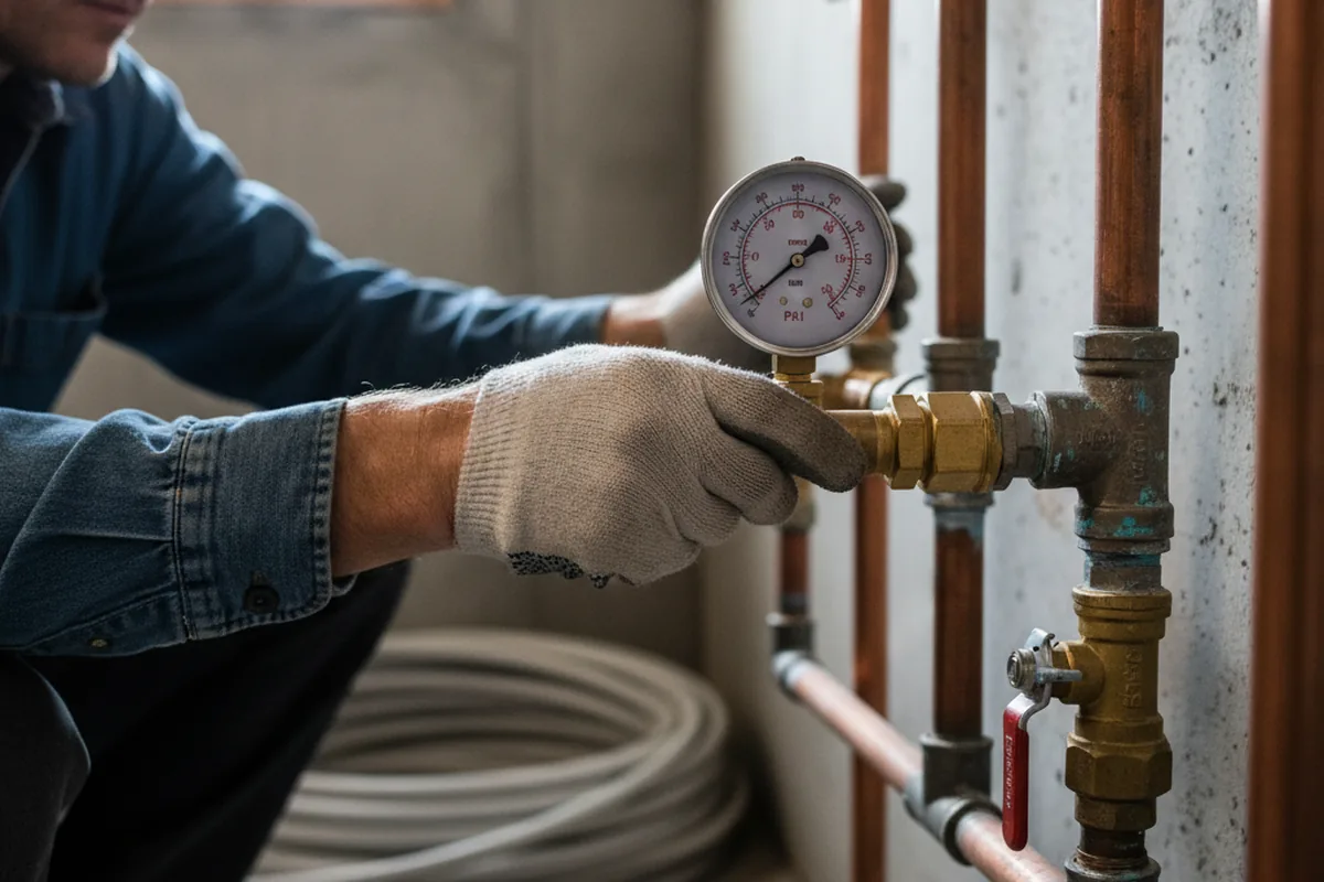 Pressure testing a repaired line during Water Line Repair in Tekoa